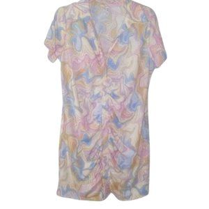 3rd and Malt Pastel Swirl Pattern Ruched Shirtdress